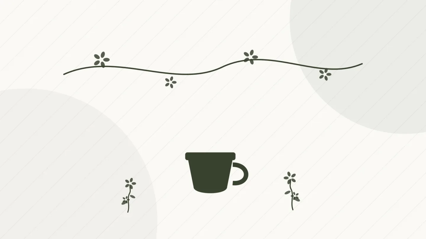 Illustrated floral branch and teacup