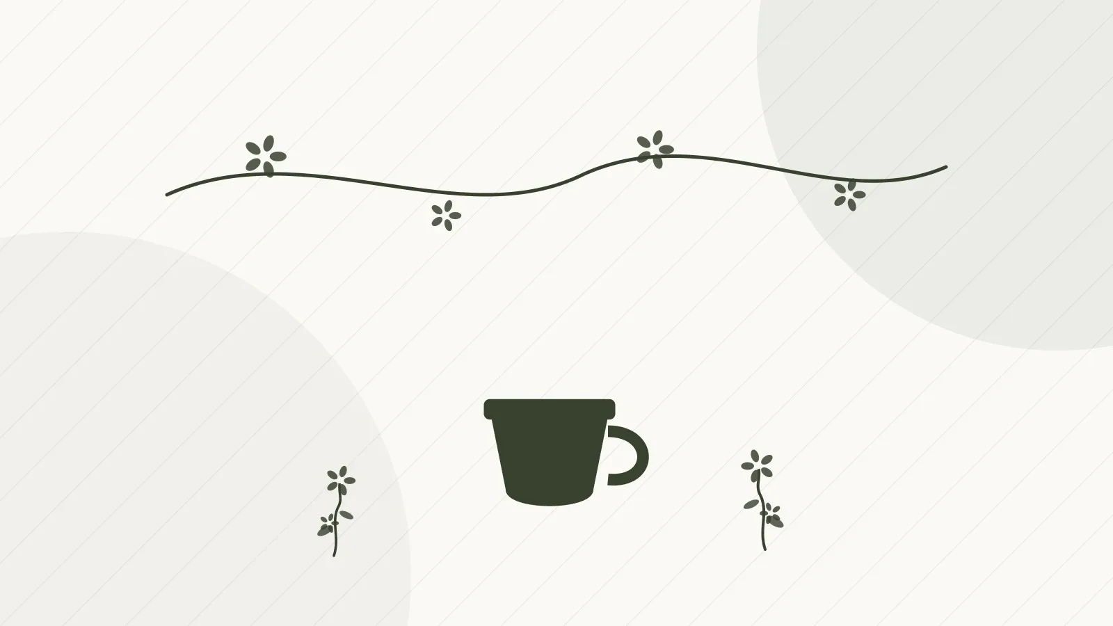 Illustrated floral branch and teacup